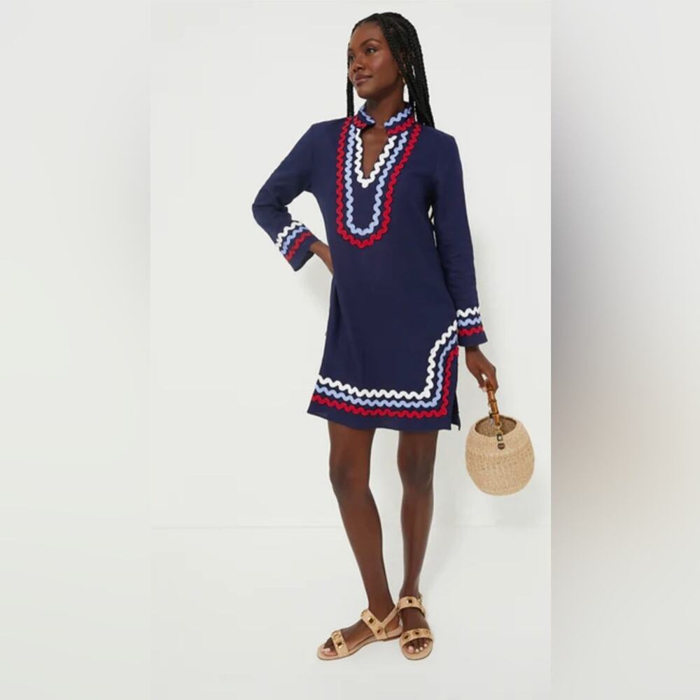 Sail to Sable Navy Red White & Blue Long Sleeve Classic Tunic Dress Size 10 EUC - Picture 13 of 13